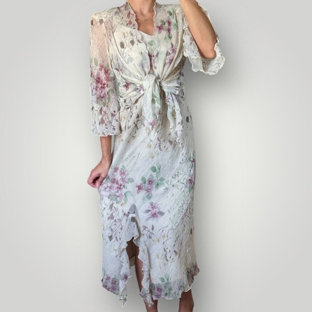 Vintage Fairy Prom Dress 10P Bridal Floral Sheer Ethereal Formal Whimsy Romantic